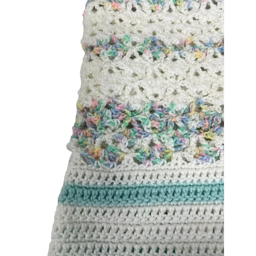 Handmade Crochet Baby Blanket Stripe Pastels‎ 34